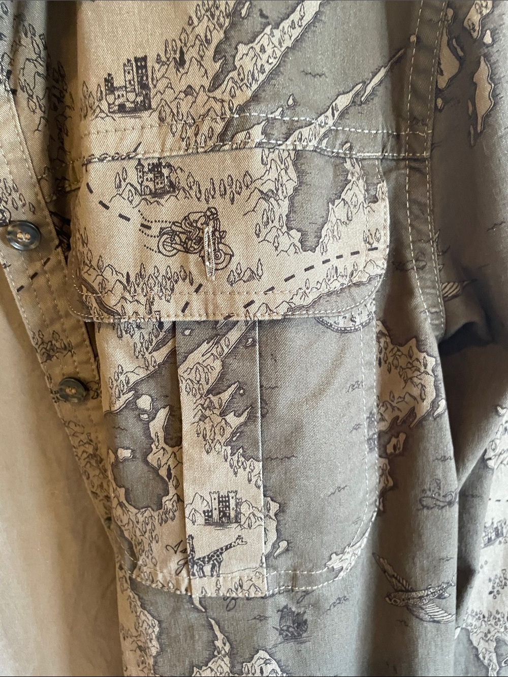 Banana Republic Olive Green Map-Print Utility Shirt Jacket - Picture 3 of 11